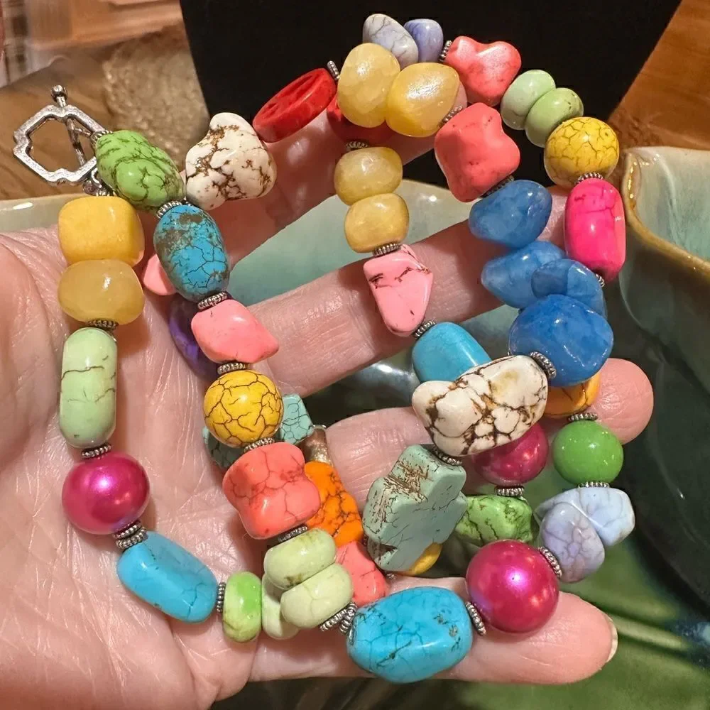 Artisan Handcrafted 24” Dyed Howlite Necklace